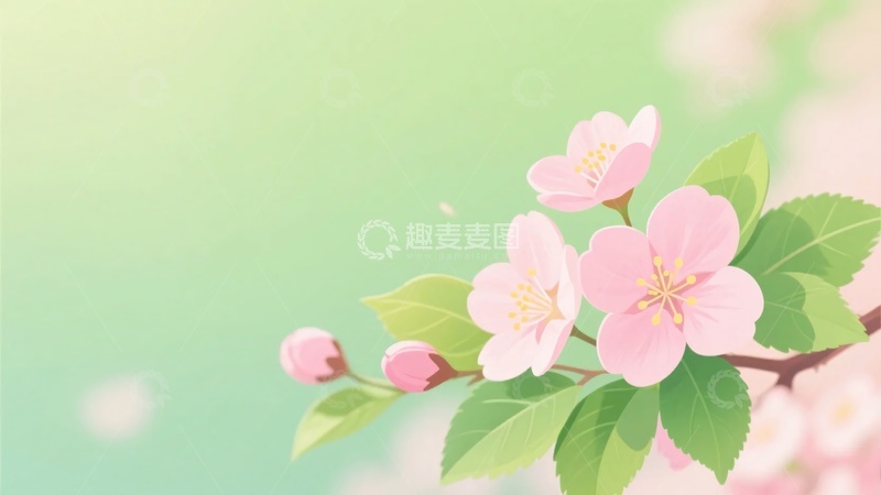 高清大图下载【趣麦麦图】粉色花朵插画929