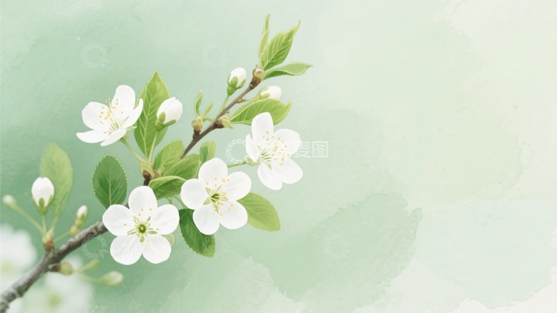 高清大图下载【趣麦麦图】-枝头绽放的白色花朵884