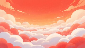 梦幻红色云海插画背景763