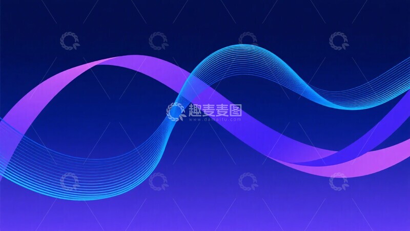 高清大图下载【趣麦麦图】-蓝紫色渐变波浪线条背景486