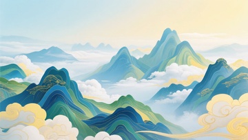 梦幻多彩云海山峦风景图530