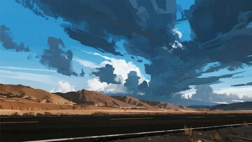 公路旁的壮丽天空与山丘263