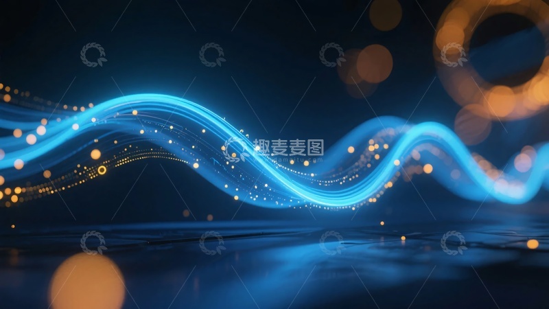 高清大图下载【趣麦麦图】-蓝色流光波浪背景图142