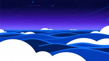 梦幻蓝色云海夜空插画191