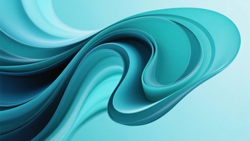 蓝绿色流体波浪插画964