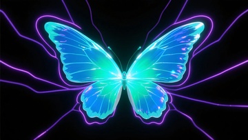 霓虹光芒中的梦幻蓝蝴蝶732
