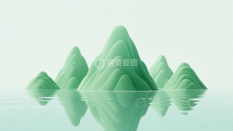 高清大图下载【趣麦麦图】-简约风青绿山水景观553