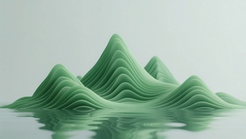 绿色立体山丘插画978