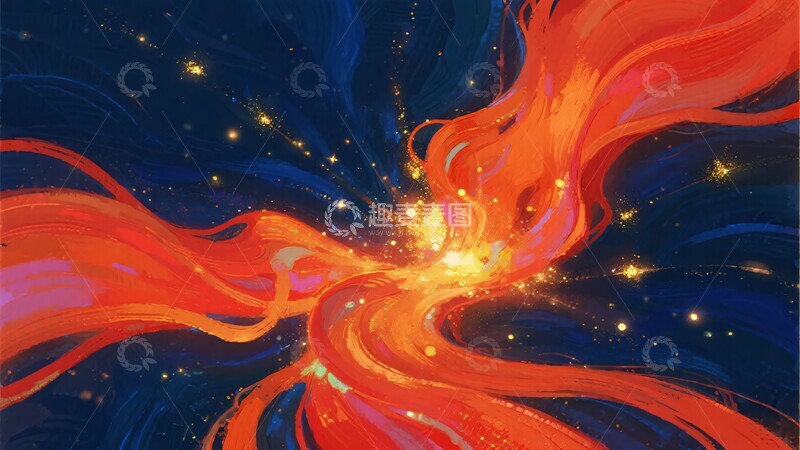 高清大图下载【趣麦麦图】-绚丽火焰与星空交织景象543