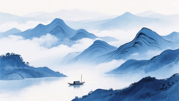 水墨山水间的孤舟图景121