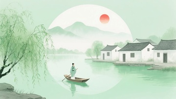中式水乡泛舟图景405