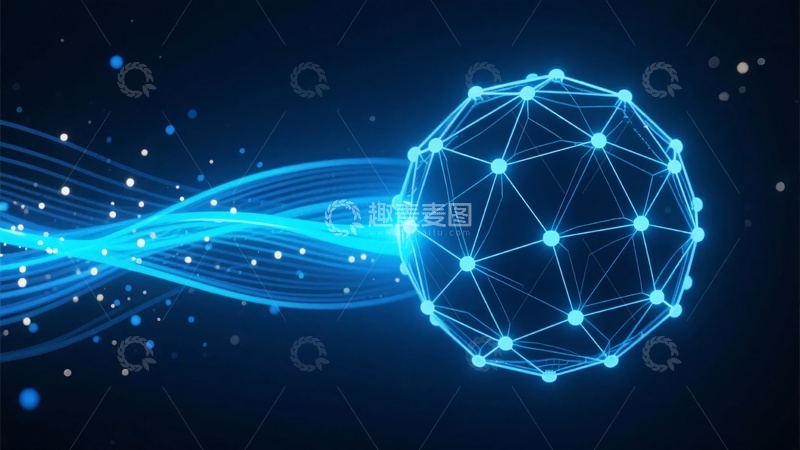 高清大图下载【趣麦麦图】科技感蓝色线条与球体画面394