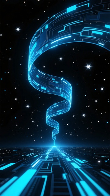 蓝色科技感螺旋线条星空画面039