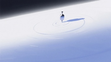一人于雪地留下圈圈足迹327