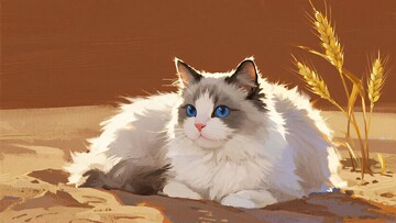 蓝眼长毛猫于沙地休憩004