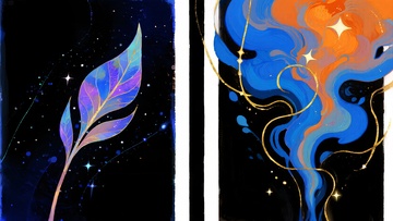 梦幻羽毛与炫彩星云插画019