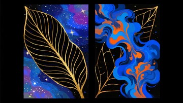 金叶与星云的梦幻插画591