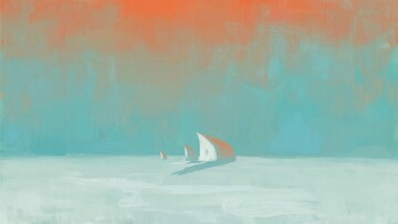 海上孤舟背景插画994