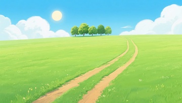 草原上的阳光小路插画971