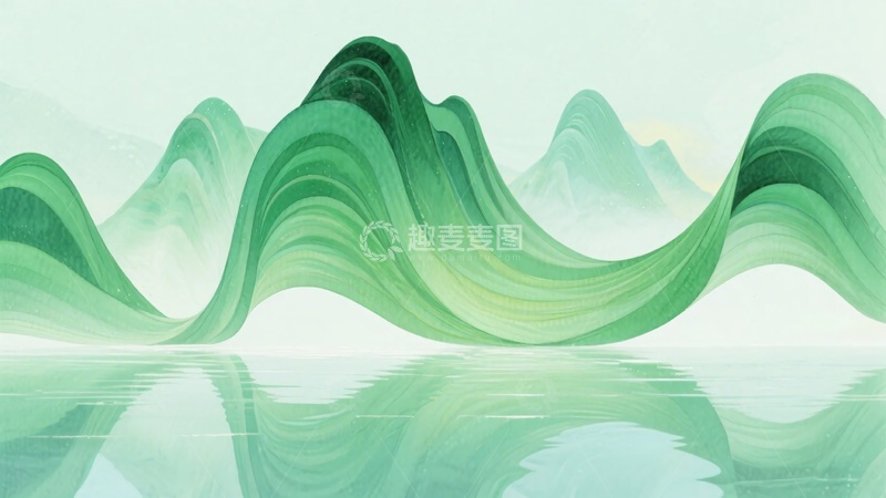 高清大图下载【趣麦麦图】-青绿山水插画728