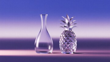 透明花瓶与菠萝摆件653
