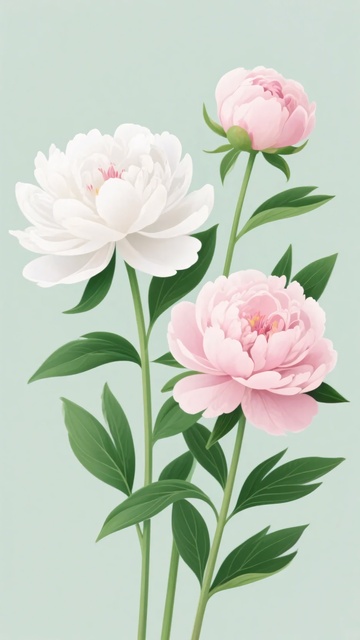 粉色白色芍药插画768