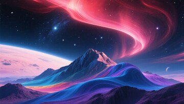 梦幻绚丽的星空山脉景观402
