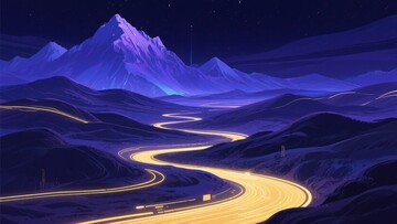 夜色下蜿蜒山路与巍峨山脉411