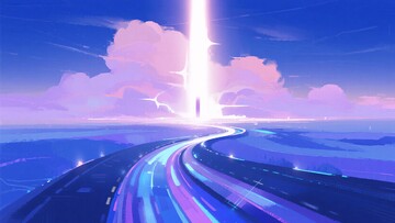 梦幻公路与天际光束插画980