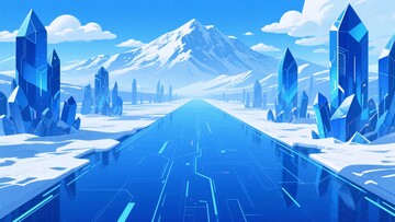 冰雪蓝晶科幻风景插画911