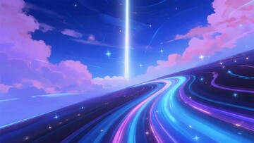 梦幻星空下的流光道路512