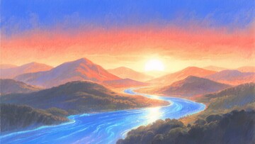 夕阳下的山河壮丽景观198