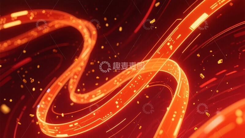 高清大图下载【趣麦麦图】-红色流光曲线动感画面300