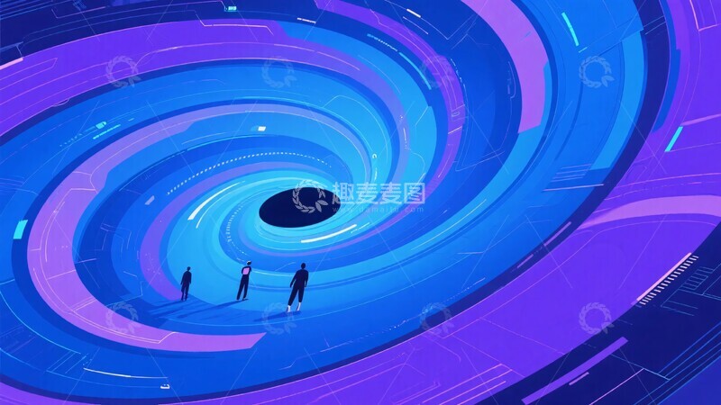 高清大图下载【趣麦麦图】三人于奇幻旋涡场景中602