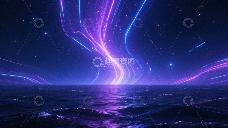 高清大图下载【趣麦麦图】-梦幻星空下的海洋流光402