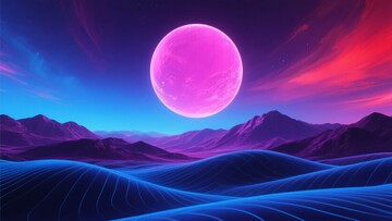 梦幻紫色月亮下的山水风景280