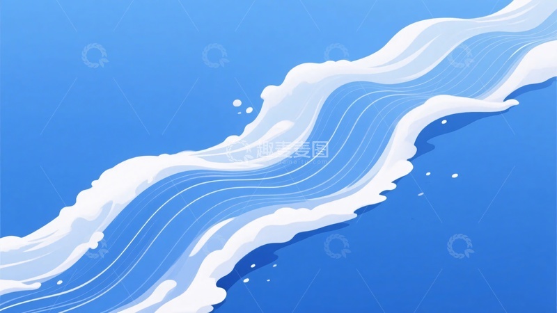 高清大图下载【趣麦麦图】-蓝色背景海浪插画554