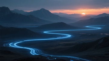 山间公路夜景与绚丽光轨333