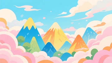 梦幻多彩的山峦云海插画818