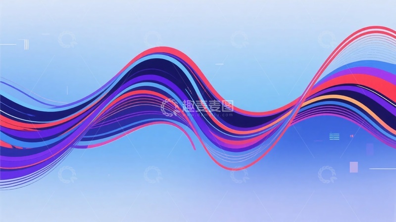 高清大图下载【趣麦麦图】-彩色波浪线条背景插画383