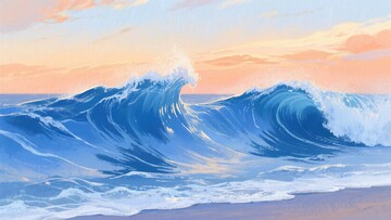 海浪翻涌的美丽海滨景象866