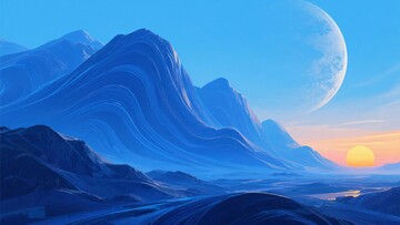 梦幻外星山川日出景象482