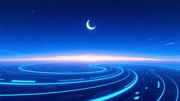 蓝色科幻月夜背景画面148