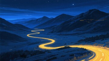 山间蜿蜒公路夜景156