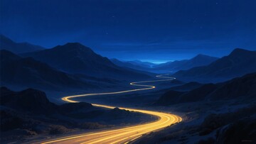 夜色中蜿蜒公路与山景113