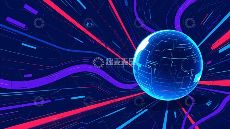 高清大图下载【趣麦麦图】-科技感地球与流光背景图652