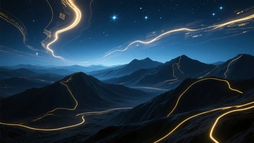 山间夜景星光与光轨交织972