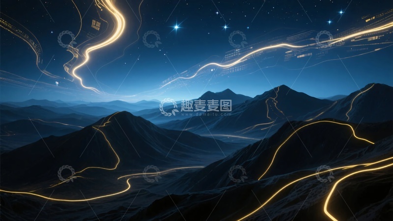 高清大图下载【趣麦麦图】-山间夜景星光与光轨交织972