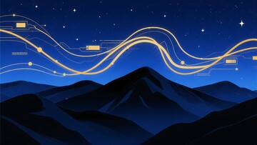 星空下的山峦与流光线条589
