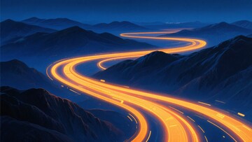 山间蜿蜒的夜间公路光轨971